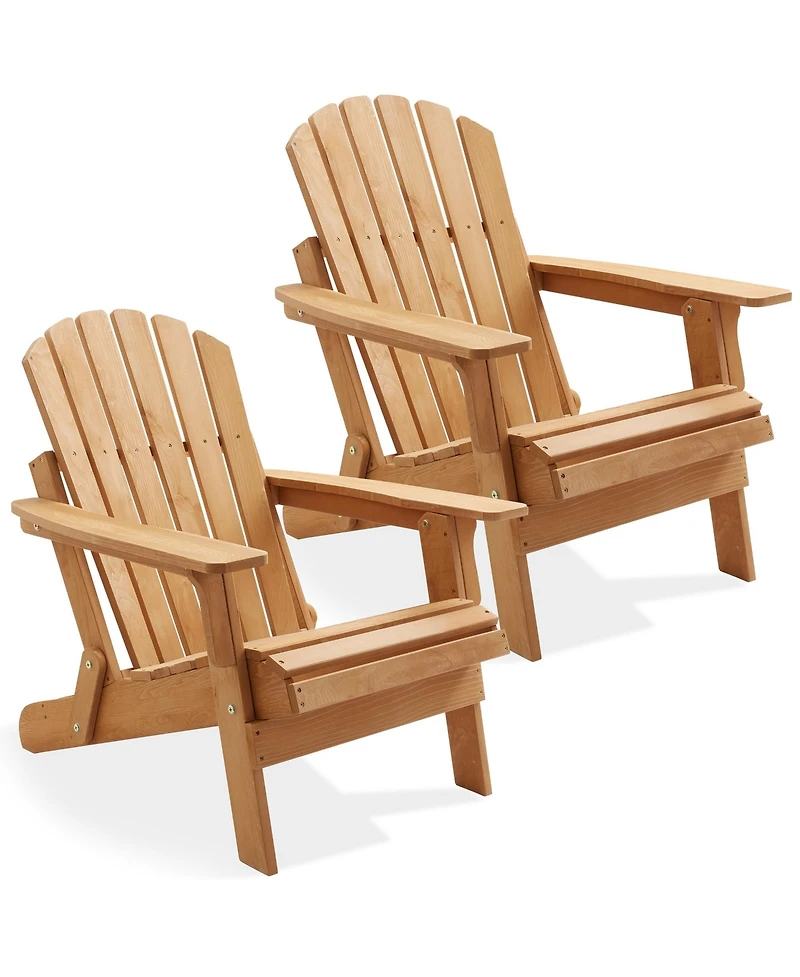 Casafield Folding Adirondack Chair, Cedar Wood Outdoor Fire Pit Lounge Chairs for Patio, Deck, Yard