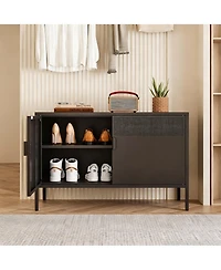 Yigii Metal Storage Cabinet with Adjustable Shelves and Mesh Doors