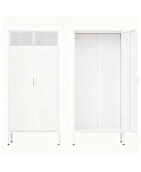Yigii Metal Storage Cabinet with Adjustable Shelves and Mesh Doors