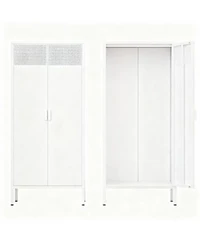 Yigii Metal Storage Cabinet with Adjustable Shelves Mesh Doors