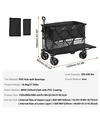 Mecale Double Decker Folding Wagon, 400L Heavy Duty Collapsible Cart with All-Terrain Wheels