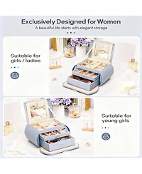 Yigii Pu Leather Jewelry Organizer with Mirror and Lock