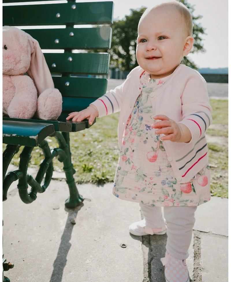 Deux par Baby Girls Cotton Muslin Tunic and Rib Jersey Leggings Set Printed Berries Lilac