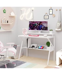 Mecale Computer Desk with Monitor Stand Extra Storage