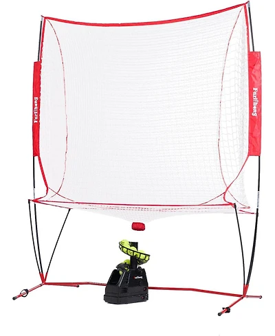 Furlihong training machine net combo offers continuous tennis/baseball practice with auto ball recycling; Ac or battery powered