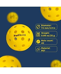 Furlihong Outdoor Pickleball Balls 16 Pack with 40 Holes Official 74mm Size Durable Practice Balls with Portable Mesh Bag for All Skill Levels