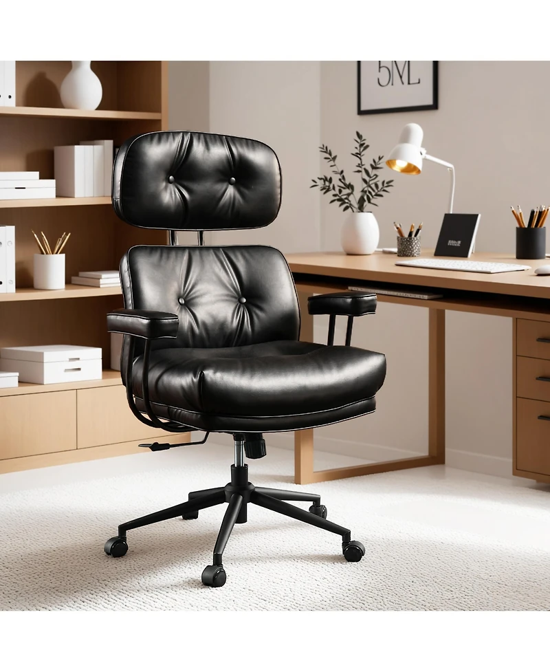 Xizzi Ergonomic Swivel Office Chair, Extra Wide Comfy Desk Chair with Lumbar Support, Height Adjustable Modern Executive Computer