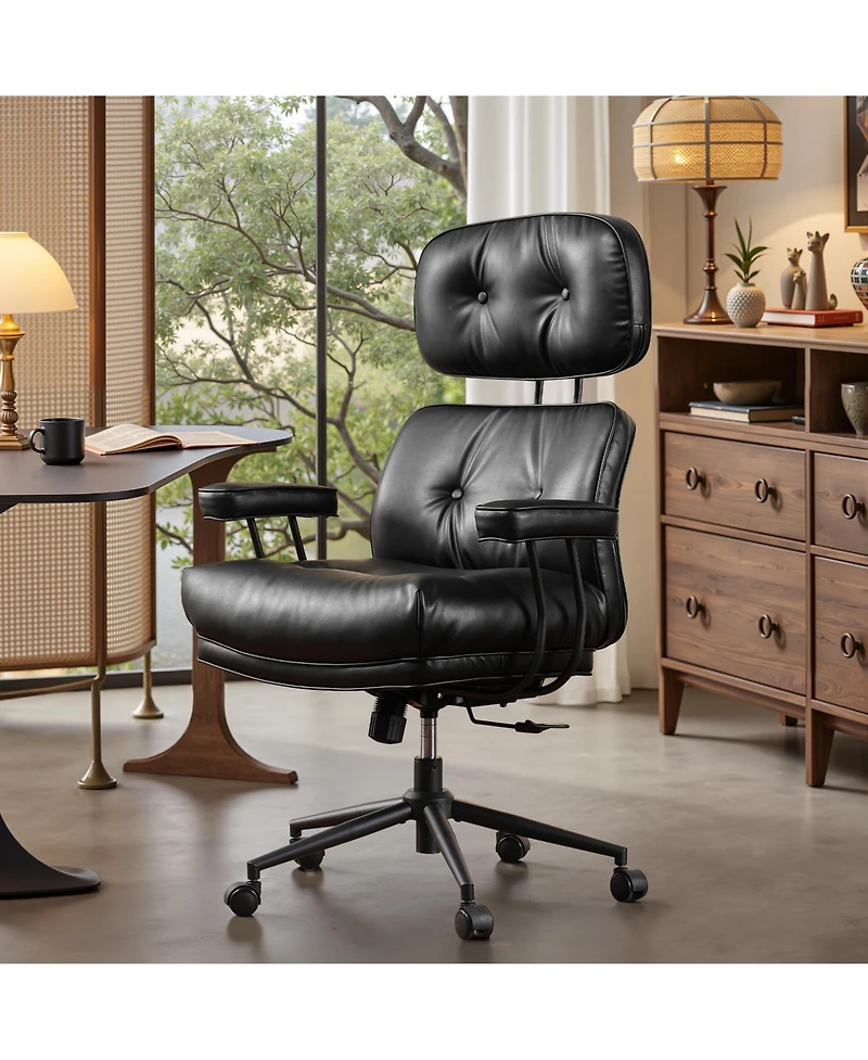 Xizzi Ergonomic Swivel Office Chair, Extra Wide Comfy Desk Chair with Lumbar Support, Height Adjustable Modern Executive Computer