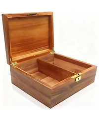 Yigii Solidwood Storage Box with Lock and Divider