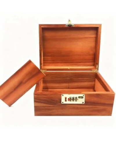 Yigii Solidwood Storage Box With Lock Divider