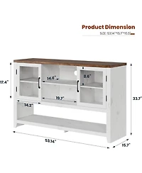 gaomon 53" Kitchen Buffet Sideboard, Modern Coffee Bar Table with 2 Glass Doors & 3 Shelves, Storage Cabinet for Living Room, Entryway