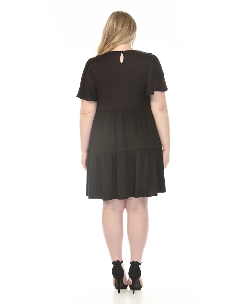 White Mark Plus V-Neck Short Sleeve Dress