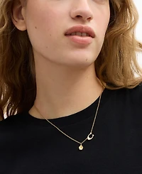 Coach Faux Stone Signature C Tea Rose Necklace