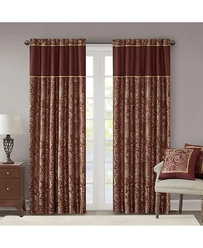 Laoties Jacquard Faux Silk Curtain Panel Pair, Light Filtering Window Curtains, 50" W x 95" L, Set of 2