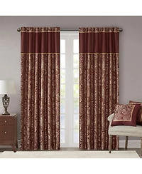 Laoties Jacquard Faux Silk Curtain Panel Pair, Light Filtering Window Curtains, 50" W x 95" L, Set of 2