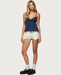 Edikted Women's Belen Polka Dot Lacey Babydoll Top