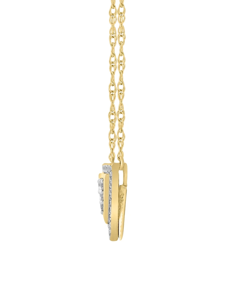 Macy's Diamond Pendant Necklace (1/5 ct. t.w.) in 10k Yellow Gold Over White Rhodium