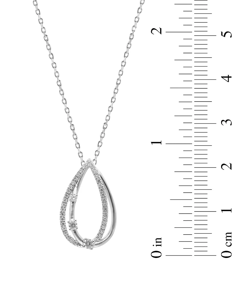 Macy's Diamond (1/3 ct. t.w.) Pendant Necklace in 14k White Gold White Rhodium
