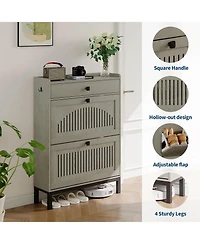 gaomon Shoe Storage Cabinet with 2 Flip Drawers & Top Drawer, Compact Shoe Organizer Cabinet for Entryway, Living Room