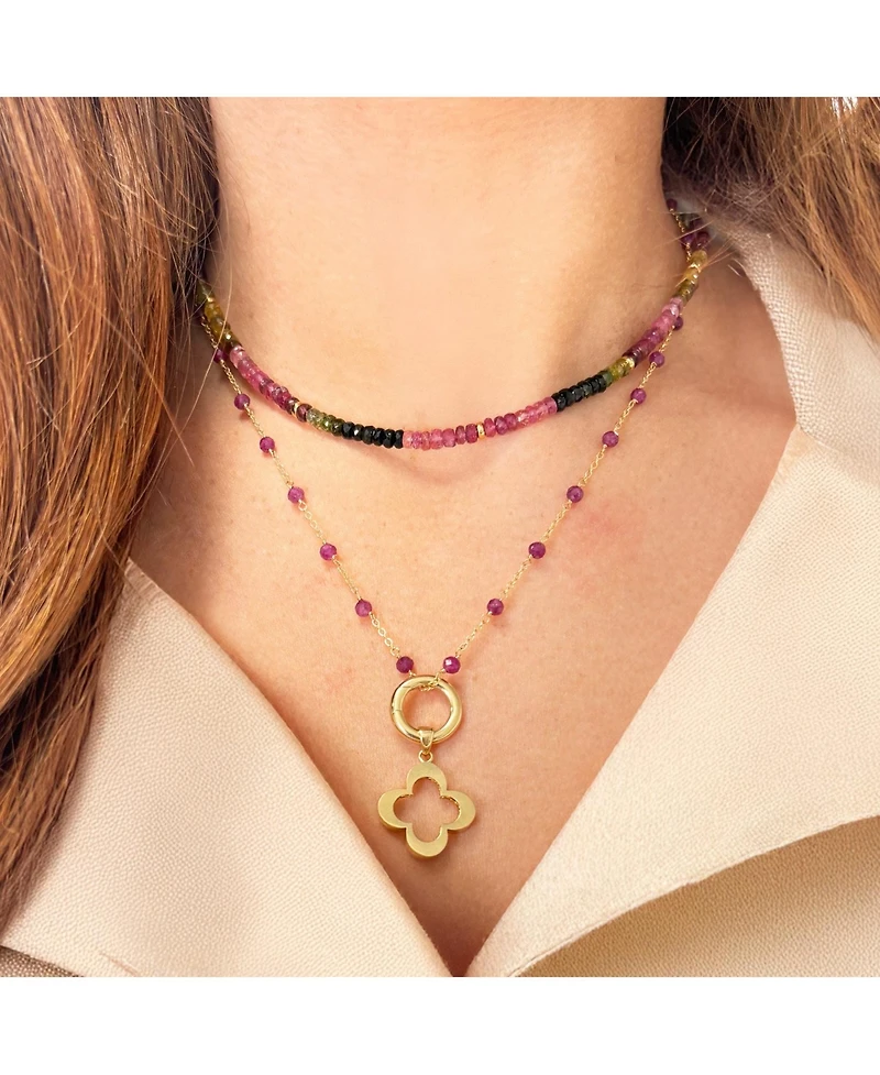 The Lovery Ruby Bead Chain Necklace 14K Gold