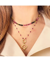 The Lovery Ruby Bead Chain Necklace 14K Gold