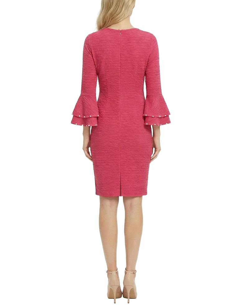 Ny Collection Petite Long Sleeve Dress With Bell Cuffs
