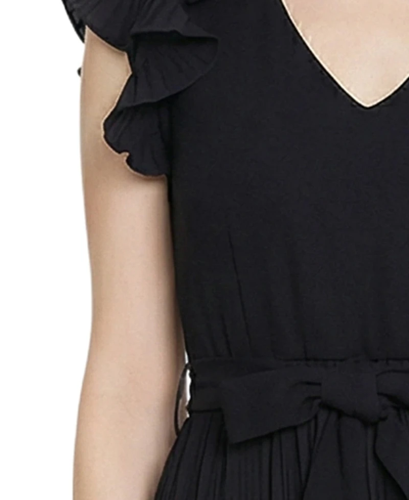 Ny Collection Petite Plisse Pleated Short-Sleeve Dress