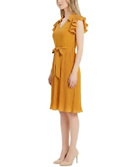 Ny Collection Petite Plisse Pleated Short-Sleeve Dress