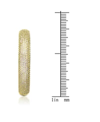 Ra Rhodium Plated Clear Round Cubic Zirconia Pave Hoop Earrings