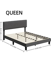 gaomon Queen Bed Frame with Upholstered Headboard, Wooden Slats, Easy Assembly, Noise Free