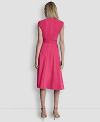 Dkny Women's V-Neck Belted Dress