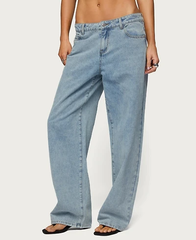 Edikted Women's Dalina Washed Low Rise Baggy Jeans