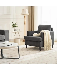 gaomon Mid-Century Accent Chair, Modern Linen Fabric Armchair Comfy Upholstered Reading Accent Chairs