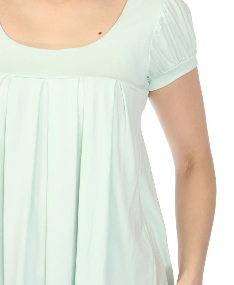 White Mark Women's Cap Sleeve Pleated Top