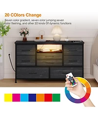 gaomon 47" 8-Drawer Tv Stand, Led Media Console with Power Outlet for Bedroom & Living Room