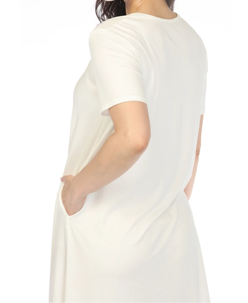 White Mark Women's Crew Neck T-Shirt Dress