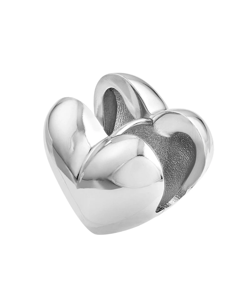 Curata Jewelry 925 Sterling Silver Heart Puff Huggies Hinged Hoop Earrings
