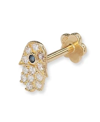 Curata Jewelry Solid 14k , 18G Cubic Zirconia Hamsa Hand of God Labret Cartilage Flat-back Piercing