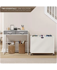 Sorbus Dresser with 3 Section Laundry Hamper and 2 Drawers for Laundry Room Organization