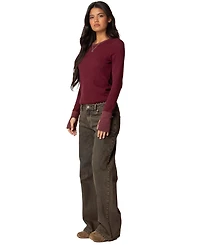 Edikted Women's Waffle Long Sleeve T Shirt