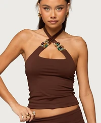 Edikted Women's Thia Bead Halter Top