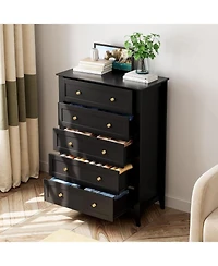 gaomon 5 Drawer Dresser for Bedroom, Tall with Deep Drawers & Metal Knobs, Modern Wooden Chests of Entryway