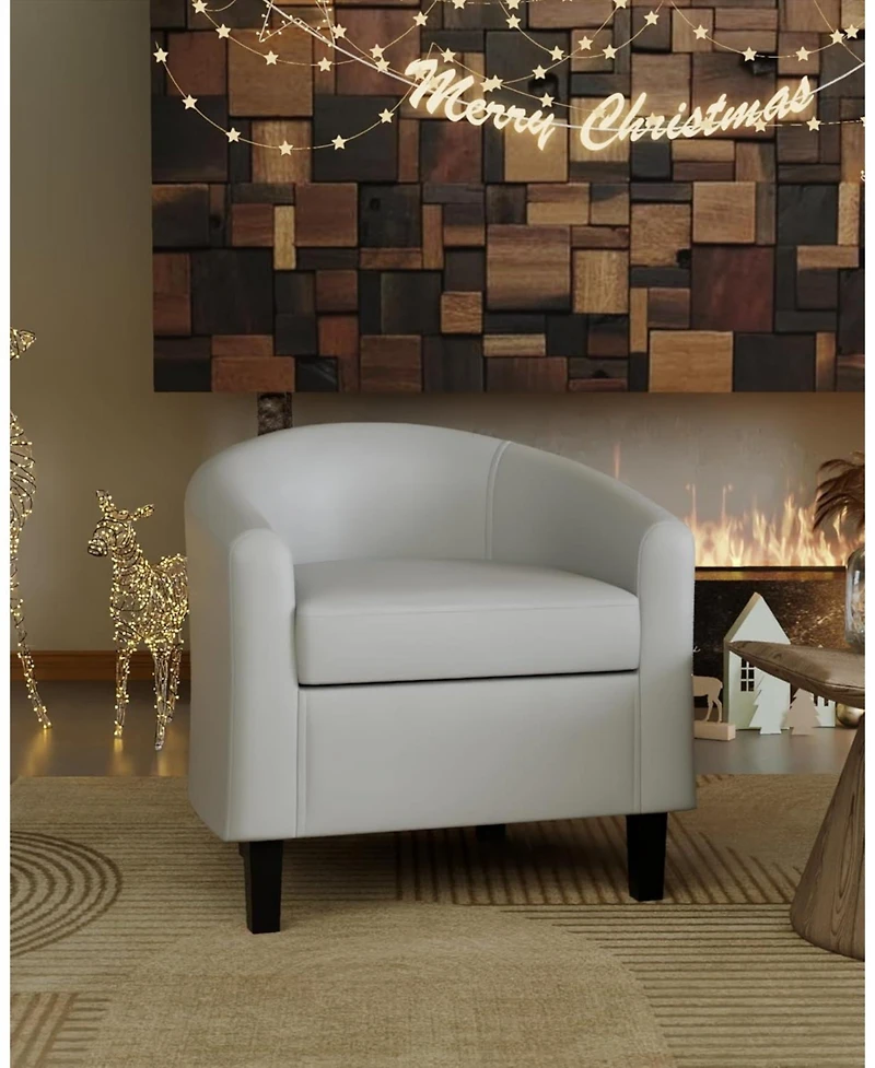 Gaomon Accent Chairs Faux Leather Chairs Barrel Club Chairs Comfy Living Room Chairs with Sturdy Legs for Bedroom Reading Room Waiting Room