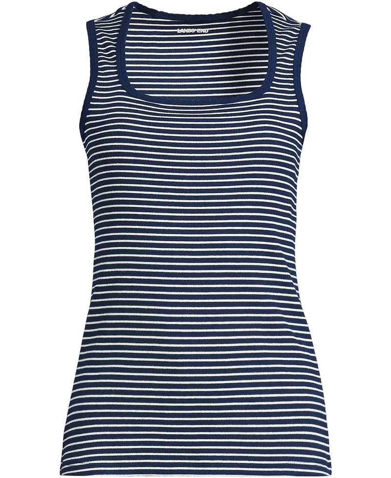 Lands' End Women's Micro Rib Square Neck Tank Top