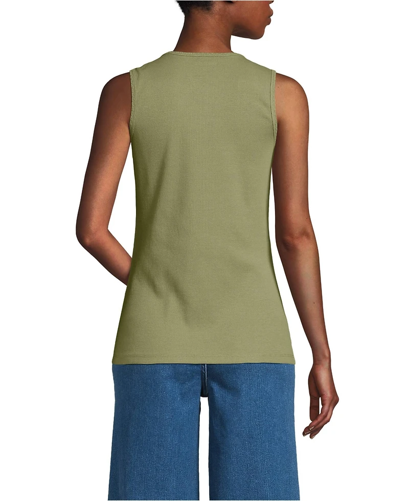 Lands' End Women's Micro Rib Square Neck Tank Top