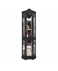 Yigii Antique-Style Corner Curio Cabinet with Adjustable Shelves and Light