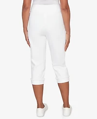 Alfred Dunner Women's Port Side Mother of Pearl Denim Super Stretch Capri Jeans
