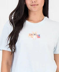 Rebellious One Juniors' Corgi Flag Graphic Print T-Shirt