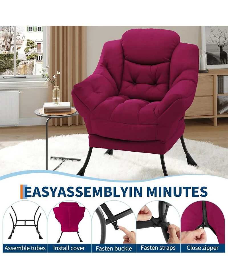 gaomon Lazy Chair for Living Room - Modern Large Accent Lounge Armchair with Side Pocket, Comfy Leisure Sofa Reading Chair for Bedroom