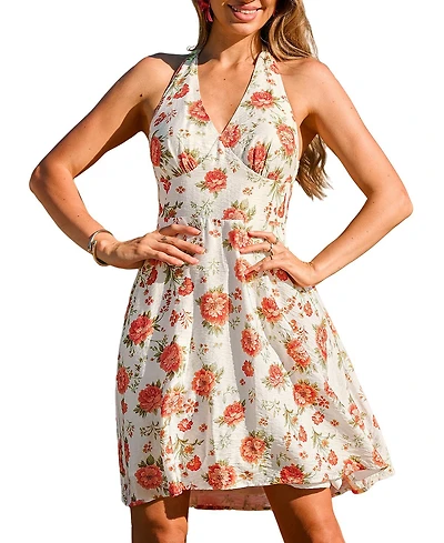 Cupshe Women's Halter Pull-On Unlined Vacation Dress